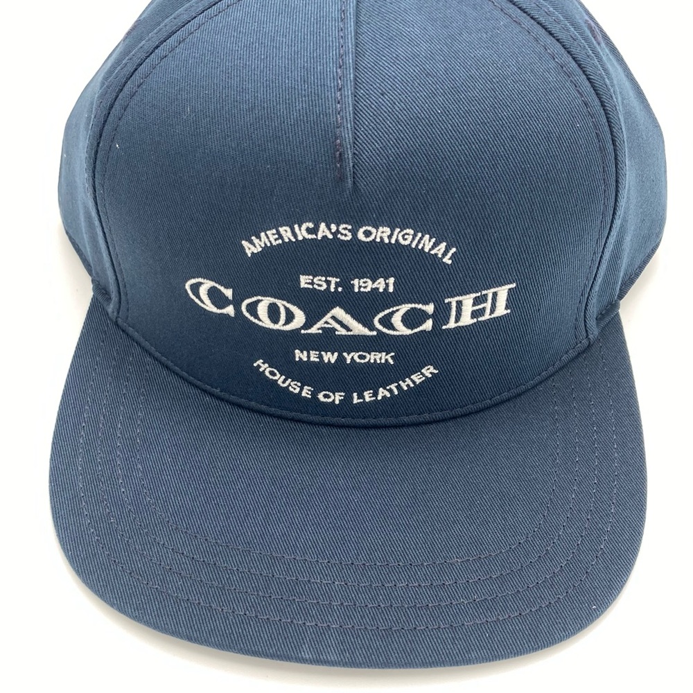 NWT COACH CHAMBRAY NAVY BLUE FLAT BRIM HAT - Picture 12 of 12
